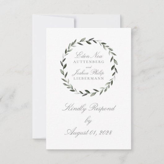 Elegant Traditional Olive Branch Meal Choice RSVP (Voorkant)