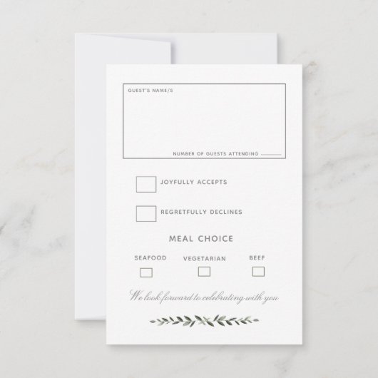 Elegant Traditional Olive Branch Meal Choice RSVP (Achterkant)