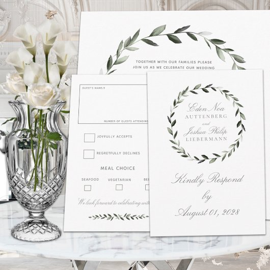 Elegant Traditional Olive Branch Meal Choice RSVP