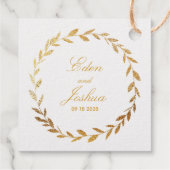 Elegant Traditional Olive Branch Wreated Gold Bedankjes Labels (Achterkant)