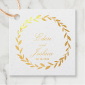 Elegant Traditional Olive Branch Wreated Gold Bedankjes Labels (Voorkant)