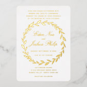 Elegant Traditional Olive Branch Wreated Gold Folie Uitnodiging (Voorkant)
