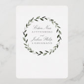 Elegant Traditional Olive Branch Wreated Gold Folie Uitnodiging (Achterkant)