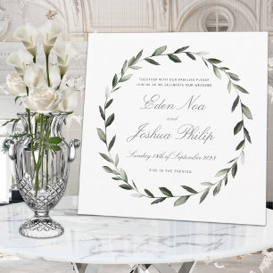 Elegant Traditional Olive Branch Wreath Wedding II Kaart