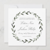 Elegant Traditional Olive Branch Wreath Wedding II Kaart (Voorkant)