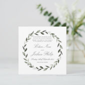Elegant Traditional Olive Branch Wreath Wedding Kaart (Staand voorkant)