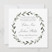 Elegant Traditional Olive Branch Wreath Wedding Kaart (Voorkant)