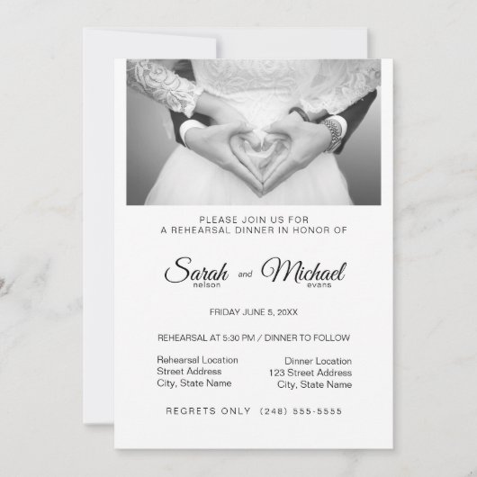 Elegant Traditional Photo Dinner Rehearsal Kaart (Voorkant)