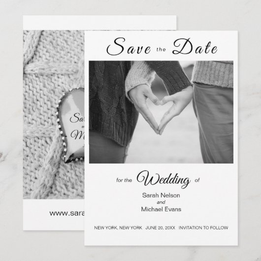 Elegant Traditional Photo Wedding Save the Date Kaart (Voorkant / Achterkant)