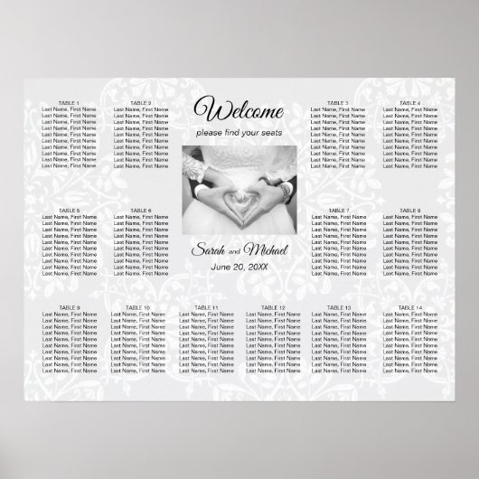Elegant Traditional Photo Wedding Seding Chart Poster (Voorkant)