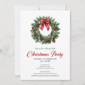 Elegant Traditional Pine Wreath Party Invitation Kaart (Voorkant)