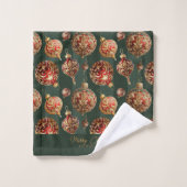 Elegant Traditional Red & Gold Christmas Baubles Bad Handdoek (Wasdoekje)