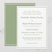 Elegant Traditional Wordings Sage Green White Wedd Kaart (Voorkant / Achterkant)
