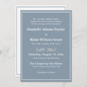 Elegant Traditional Words Dusty Blue White Wedding Kaart (Voorkant / Achterkant)