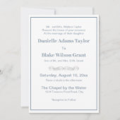 Elegant Traditional Words Dusty Blue White Wedding Kaart (Voorkant)