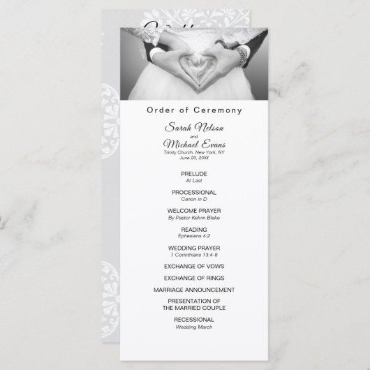 Elegant traditioneel foto bruiloft programma programmakaart (Voorkant / Achterkant)