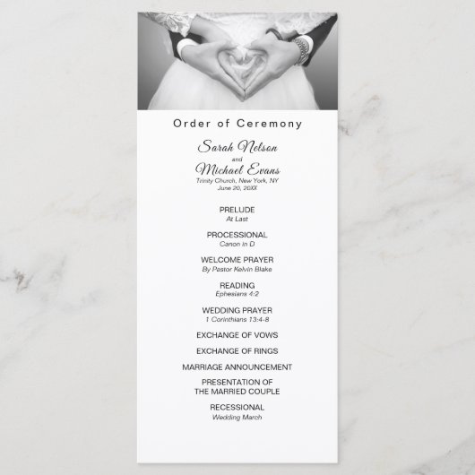 Elegant traditioneel foto bruiloft programma programmakaart (Voorkant)