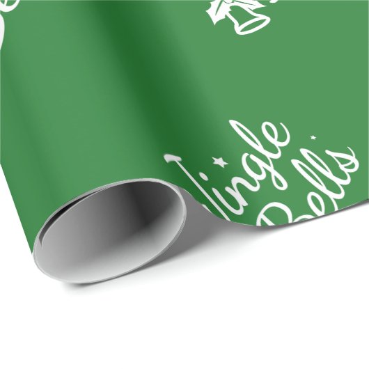 Elegant Traditioneel Groen Jingle Bell Patroon Cadeaupapier (Rol Hoek)