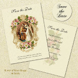 Elegant  Traditioneel Katholiek Huwelijk Save The Date<br><div class="desc">Dit is een prachtige  traditionele katholieke "Save the Date" met het vintage beeld van de Gezegende Moeder & Sint Jozef in een gouden lijst met kersenbloesems en een lichte kantachtergrond. Een bijbelvers staat hieronder. De tekst en het ontwerp kunnen worden gewijzigd. Wij bieden ook coördinerende bruiloft uitnodigingen.</div>