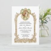 Elegant traditioneel katholieke bruiloft en ontvan kaart (Staand voorkant)