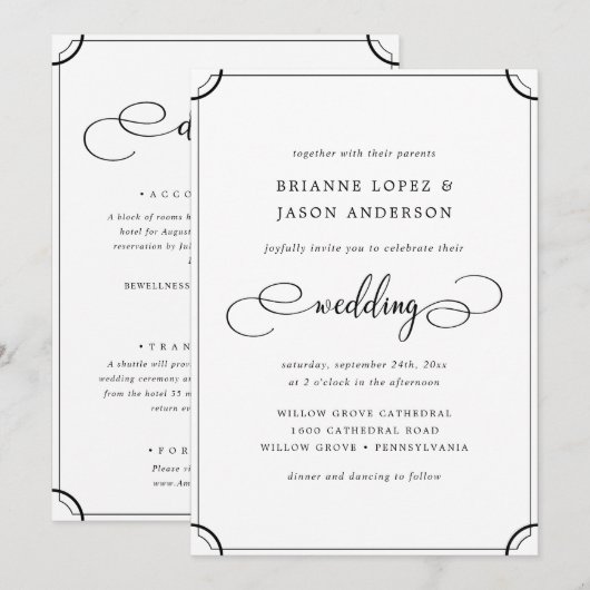 Elegant traditioneel klassiek in één keer kaart (Voorkant / Achterkant)