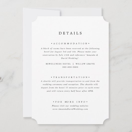 Elegant traditioneel minimalistisch in één bruilof kaart (Achterkant)