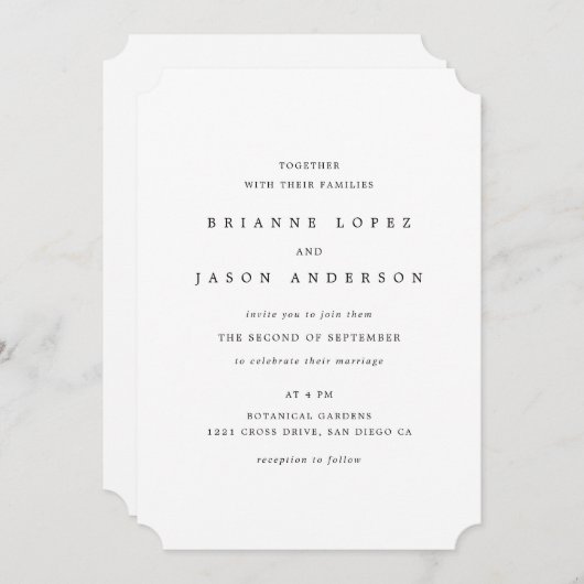 Elegant traditioneel minimalistisch in één bruilof kaart (Voorkant / Achterkant)