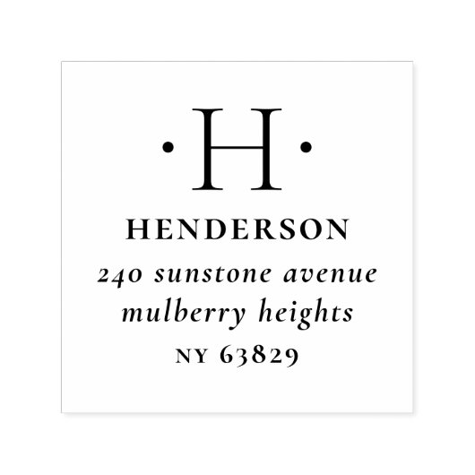 Elegant Traditioneel Monogram Adres van de Terugke Zelfinktende Stempel (Design)