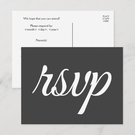 Elegant, traditioneel "rsvp" Briefkaart (Voorkant / Achterkant)