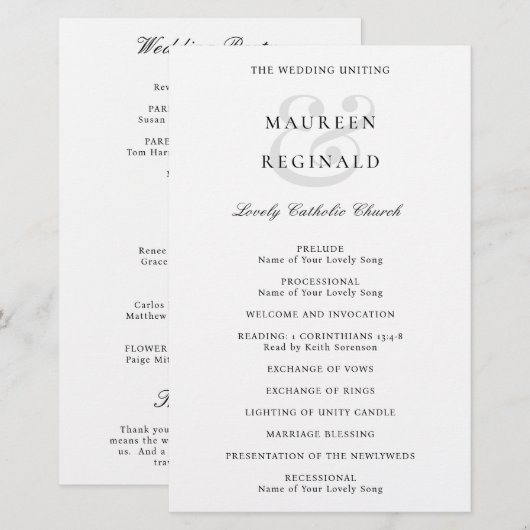 Elegant Traditioneel Trouwprogramma (Voorkant / Achterkant)