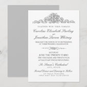 Elegant Traditioneel | Versailles Gray Wedding Kaart (Voorkant / Achterkant)