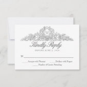 Elegant Traditioneel | Versailles Gray Wedding RSVP Kaartje (Voorkant)