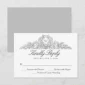 Elegant Traditioneel | Versailles Gray Wedding RSVP Kaartje (Voorkant / Achterkant)
