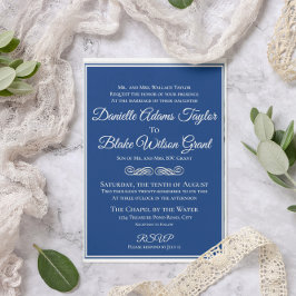 Elegant, Traditionele marine & White Photo Wedding Kaart