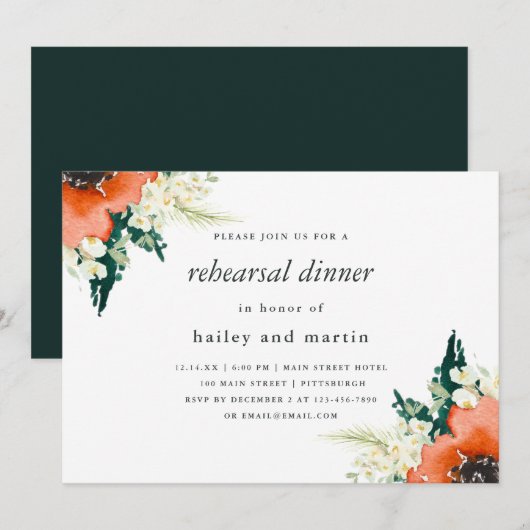 Elegant Traditions Floral Wedding Rehearsal Dinner Kaart (Voorkant / Achterkant)
