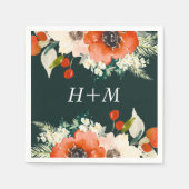 Elegant Traditions Waterverf Floral met Monogram Servet (Voorkant)