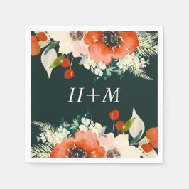 Elegant Traditions Waterverf Floral met Monogram Servet