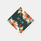 Elegant Traditions Waterverf Floral met Monogram Servet (Hoek)