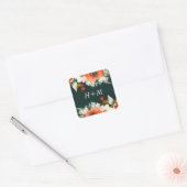 Elegant Traditions Waterverf Floral met Monogram Vierkante Sticker (Envelop)