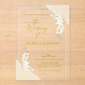 Elegant Transparant Bloemen Waterverf bruiloft Acryl Uitnodigingen (Voorkant)