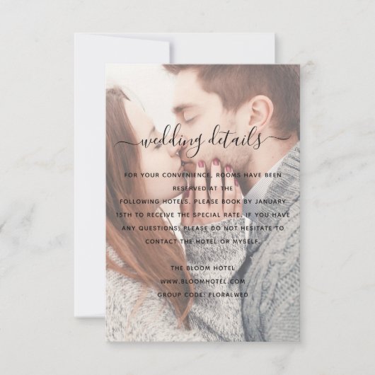 Elegant Transparant Photo Wedding Detail Card Kaart (Voorkant)