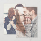 Elegant Transparant Photo Wedding Detail Card Kaart (Voorkant / Achterkant)