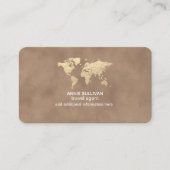 Elegant Travel Agent World Map Old Brown Visitekaartje (Voorkant)