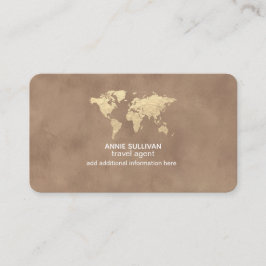 Elegant Travel Agent World Map Old Brown Visitekaartje