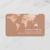 Elegant Travel Agent world map terracotta brown Visitekaartje (Voorkant)