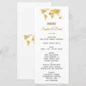 Elegant Travel Gold Wereldkaart Weddenschap Menu (Voorkant / Achterkant)