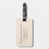 Elegant Traveller Goud Metaal & Leer Monogrammed Bagagelabel (Achterkant verticaal)