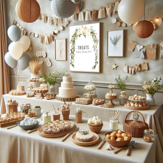 Elegant Treatment Table Roos Baby Sprinkle Shower Poster