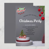 Elegant tree baubles and background grey Christmas Kaart (Voorkant / Achterkant)