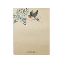 Elegant Tree Branch en Bird |  perkament Notitieblok